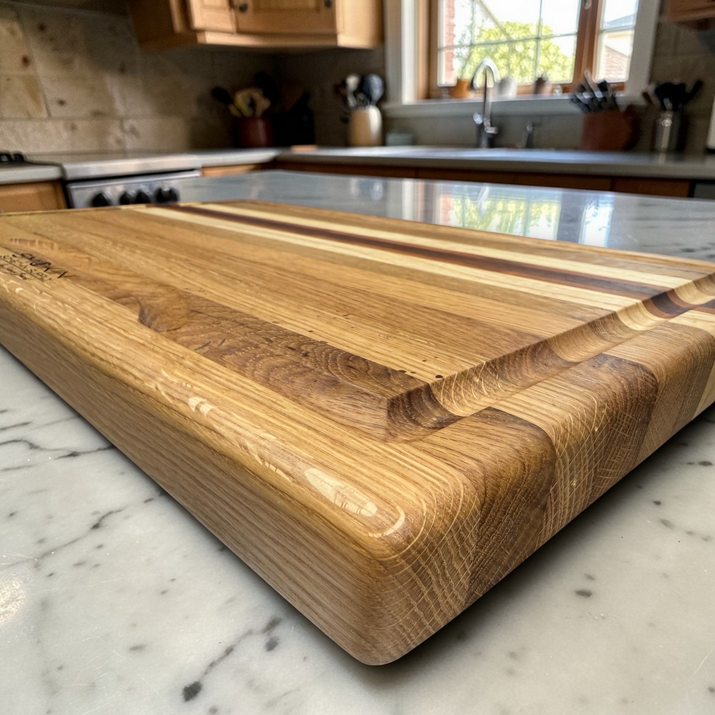 White Oak with Walnut, White Ash & Cherry Accents Board
