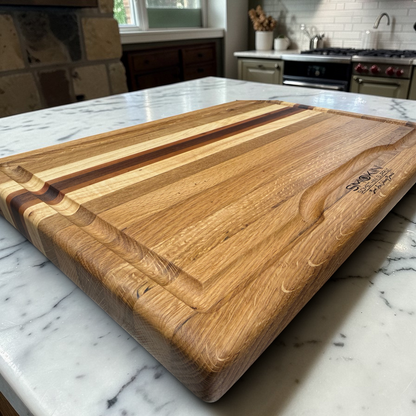 White Oak with Walnut, White Ash & Cherry Accents Board